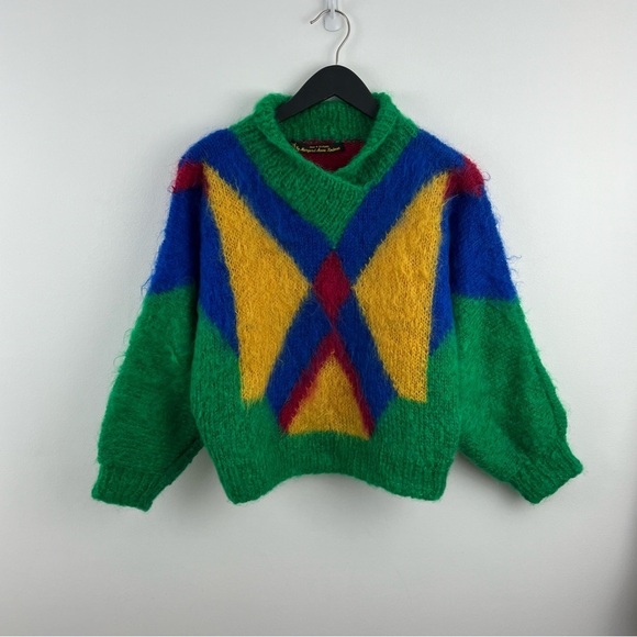 Handmade Colorful Geometric Sweater. Made in Scotland - Picture 7 of 11